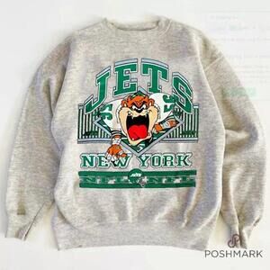 New York Jets Taz Looney Tunes Graphic Ash Color Sweatshirt Men Women Ph108